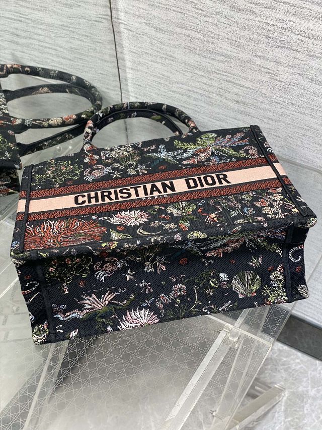 Dior original cotton medium book tote bag M1296 black&pink