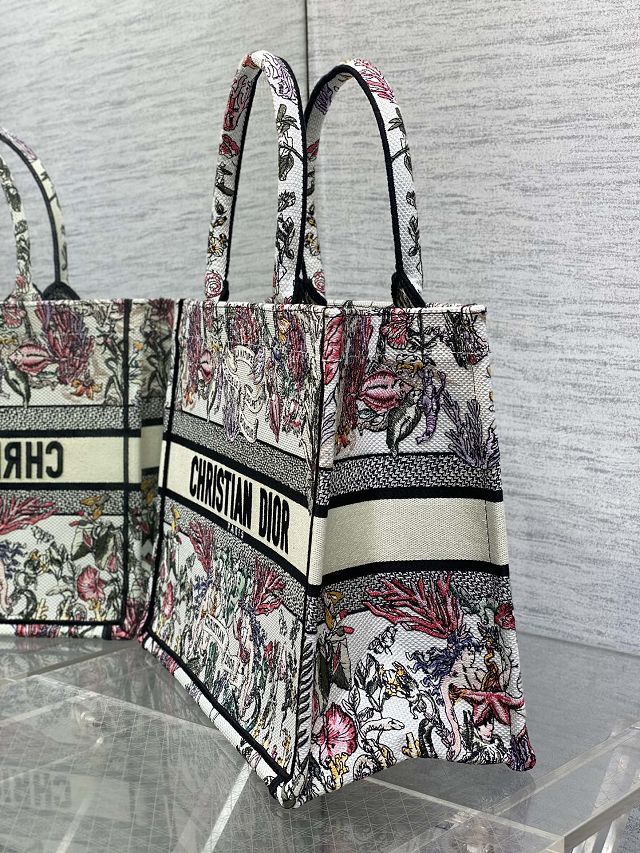 Dior original cotton medium book tote bag M1296 white