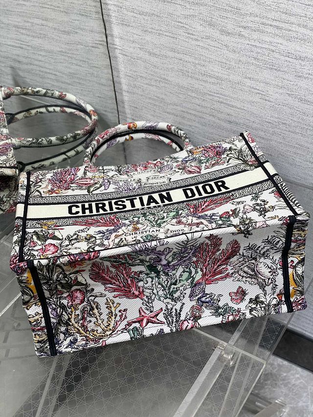 Dior original cotton medium book tote bag M1296 white