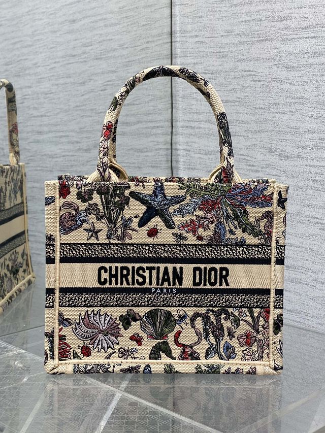 Dior original cotton small book tote bag M1265 beige