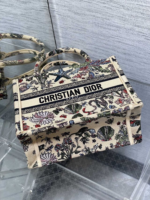 Dior original cotton small book tote bag M1265 beige