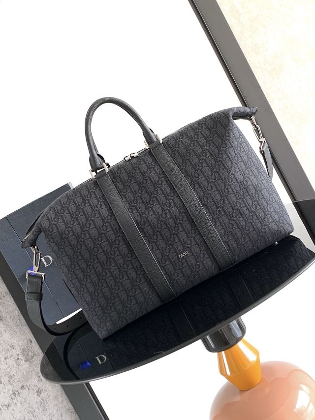Dior original jacquard Weekender 40 handbag 1ESDU134 black