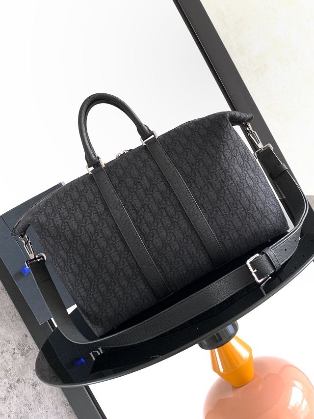Dior original jacquard Weekender 40 handbag 1ESDU134 black
