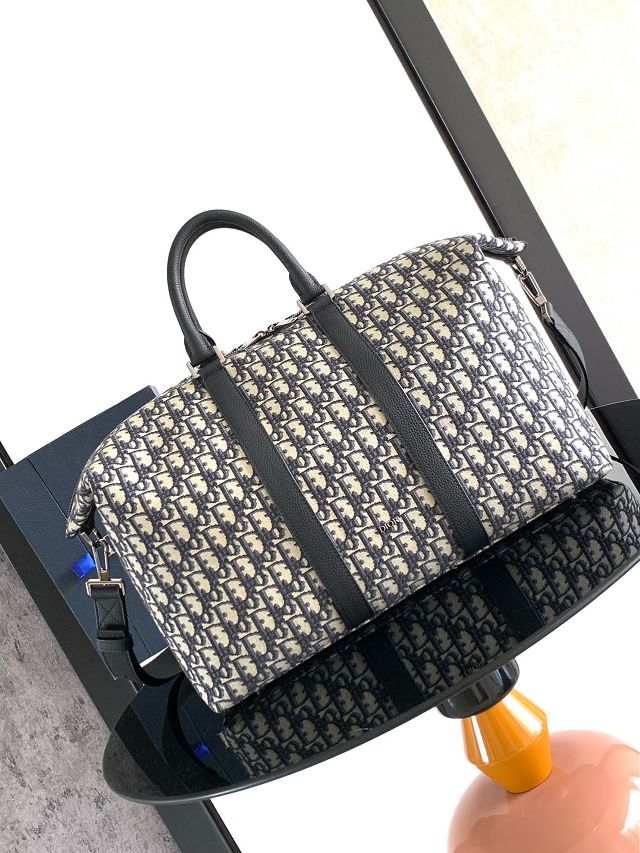 Dior original jacquard Weekender 40 handbag 1ESDU134 blue