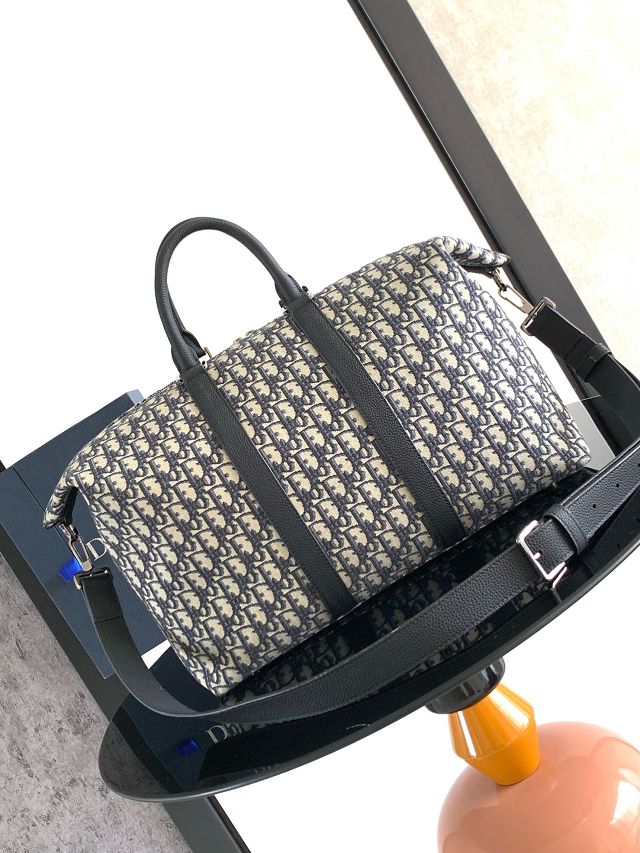 Dior original jacquard Weekender 40 handbag 1ESDU134 blue