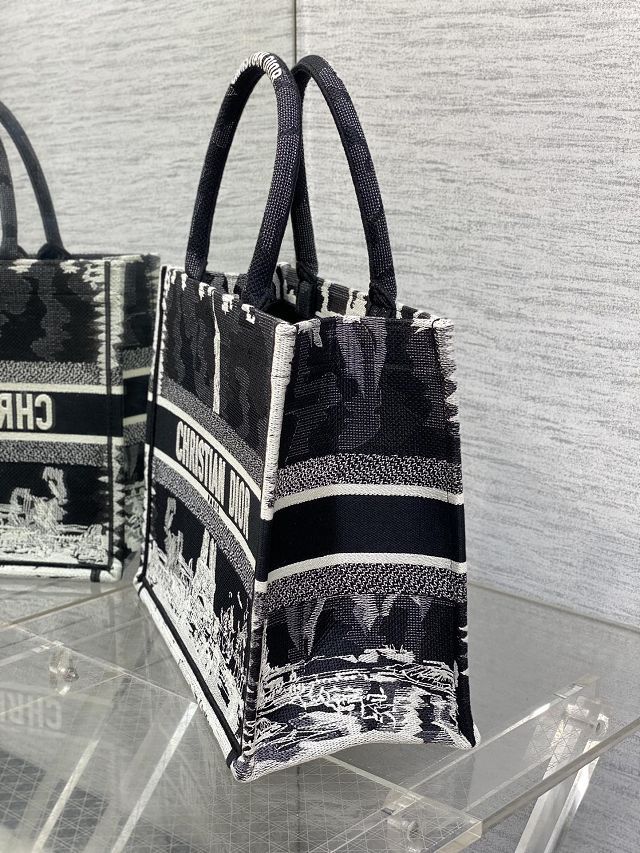 Dior original cotton medium book tote bag M1296 black