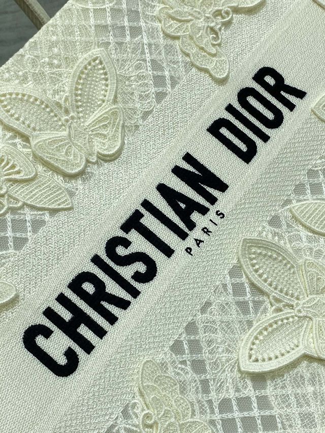 Dior original cotton medium book tote bag M1296 white