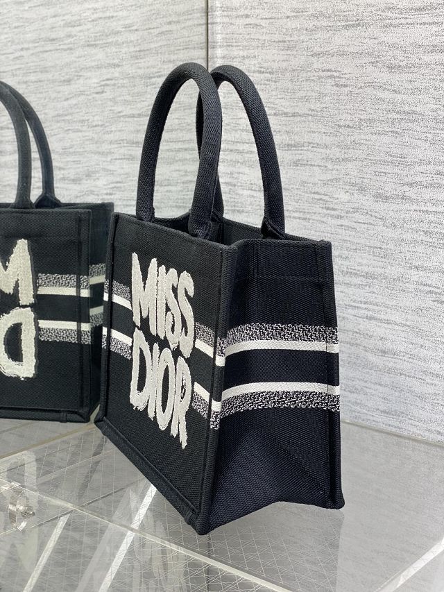 Dior original cotton small book tote bag M1265 black