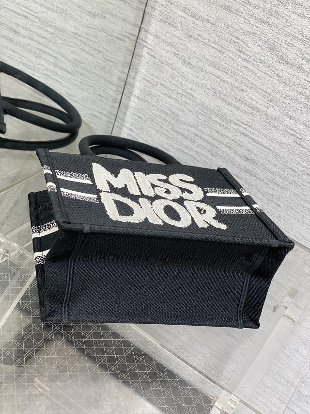 Dior original cotton small book tote bag M1265 black