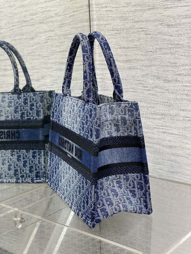 Dior original denim small book tote bag M1265 blue