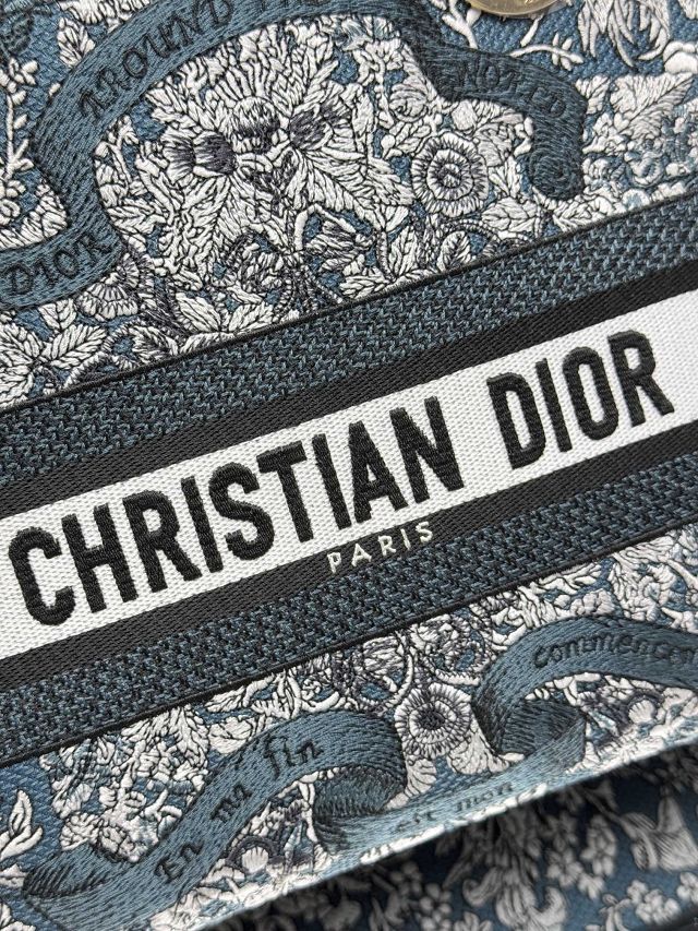Dior original cotton medium lady bag M0565 blue