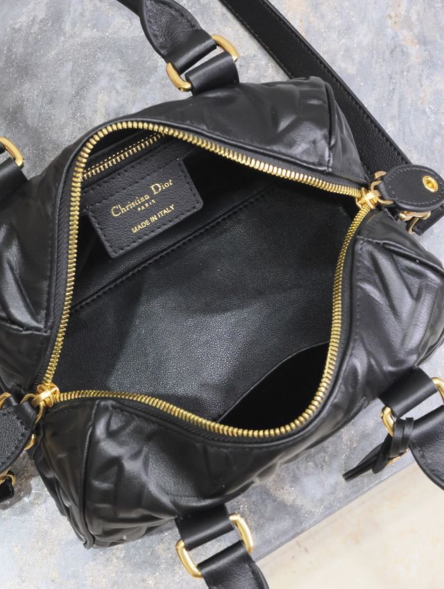 Dior original calfskin groove 25 bag M1365-2 black