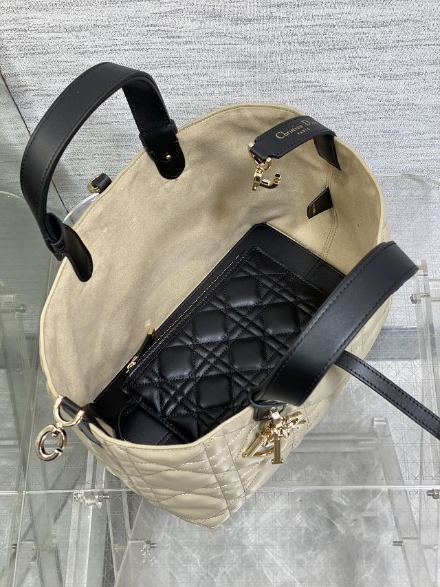 Dior original calfskin medium toujours bag M2821 beige&black