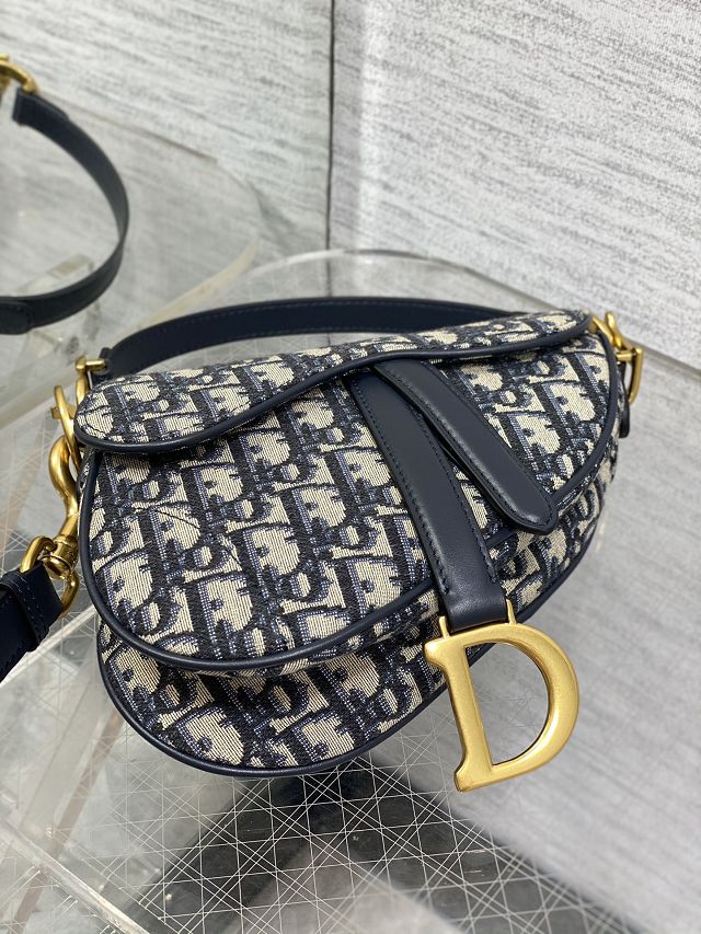 Dior original cotton mini saddle bag M0456 blue