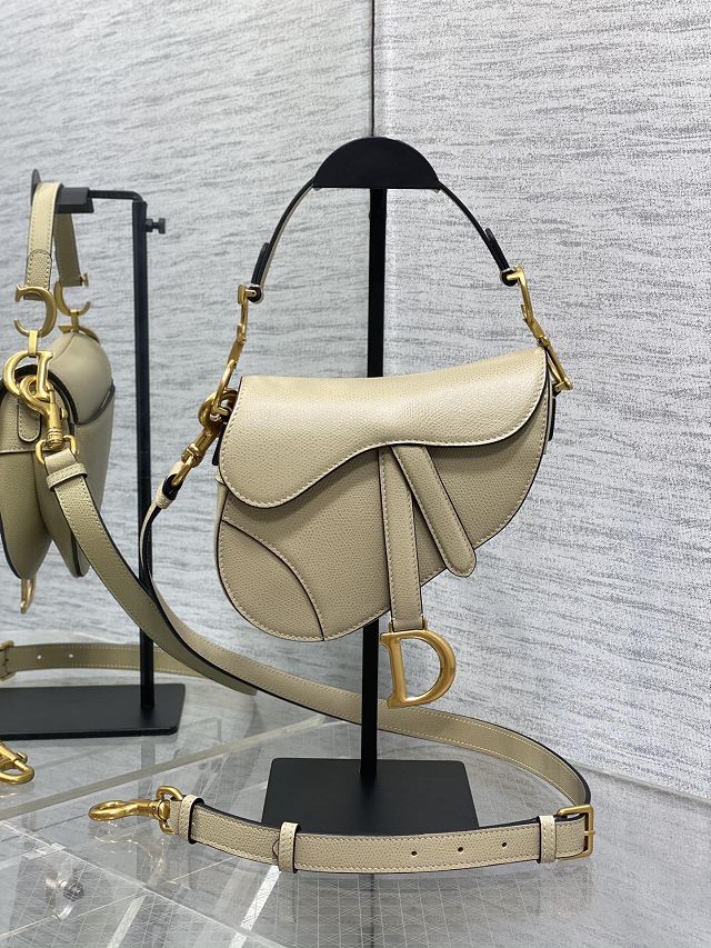 Dior original grained calfskin mini saddle bag M0456 sand