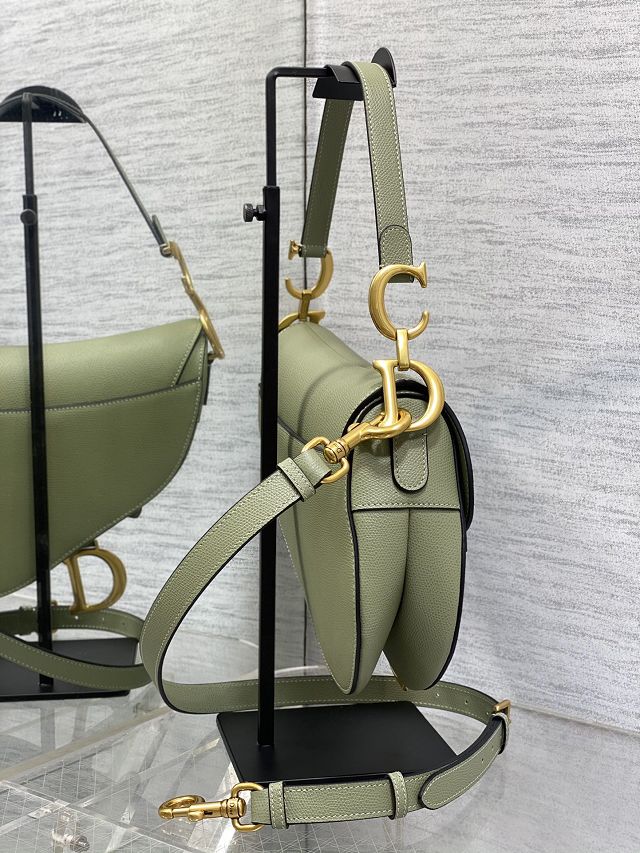 Dior original grained calfskin saddle bag M0455 cedar green