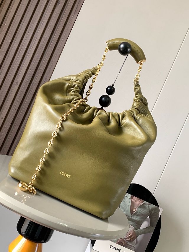 Loewe original lambskin medium squeeze bag A914Q37 olive