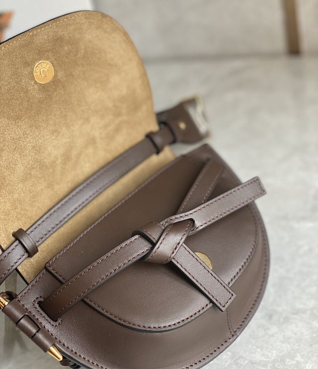 Loewe original calfskin mini gate dual bag A650N46 dark coffee