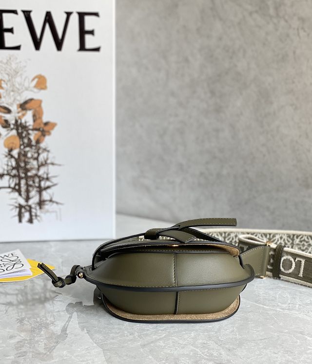 Loewe original calfskin mini gate dual bag A650N46 dark green