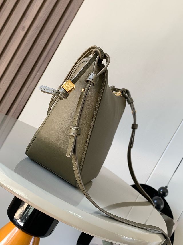 Loewe original calfskin mini hammock hobo bag A538G13 khaki green
