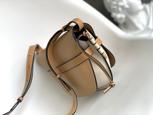 Loewe original calfskin small gate dual bag A650T20 apricot&white