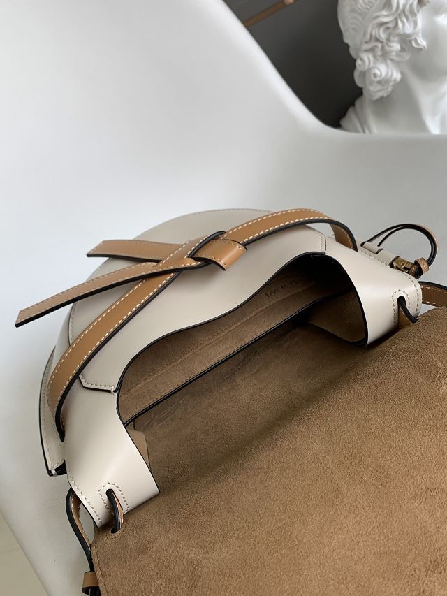 Loewe original calfskin small gate dual bag A650T20 apricot&white