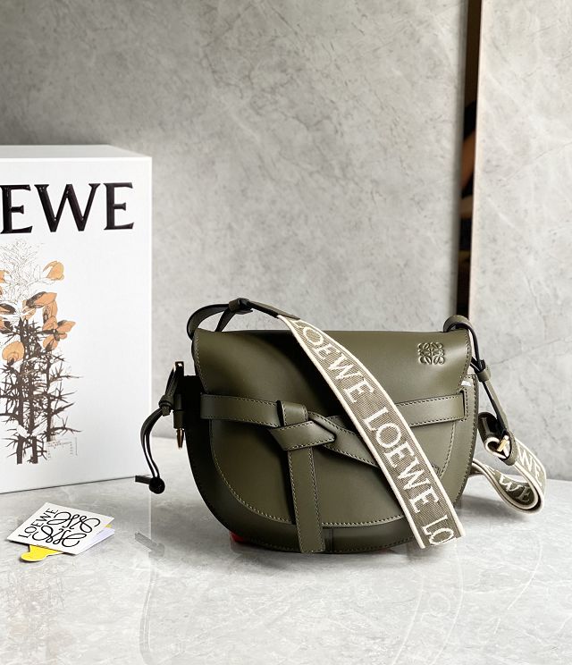 Loewe original calfskin small gate dual bag A650T20 dark green