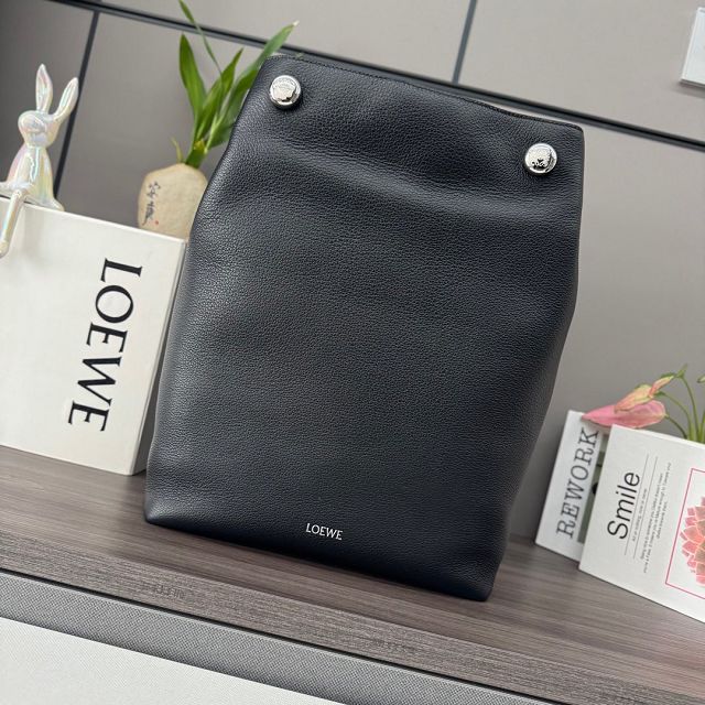 Loewe original calfskin pebble hobo bag BS01746 black