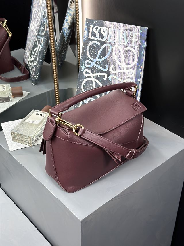 Loewe original calfskin small puzzle bag A510P60 bordeaux