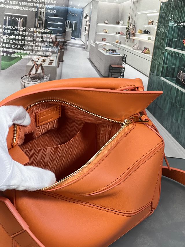 Loewe original calfskin small puzzle bag A510P60 orange