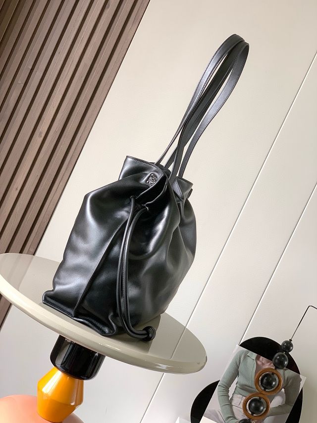 Loewe original calfskin large flamenco clutch A411FL1 black