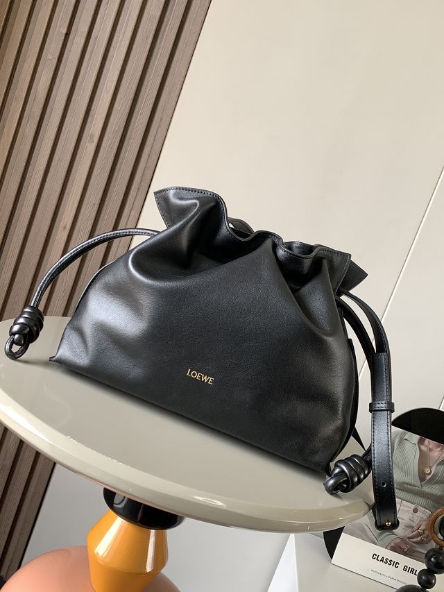 Loewe original calfskin medium flamenco clutch A411FC1 black