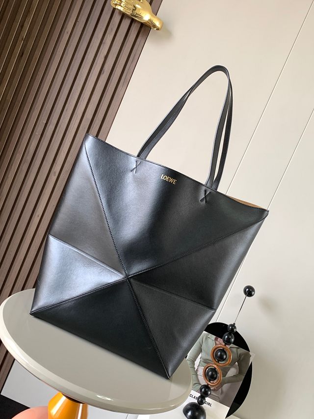 Loewe original calfskin large puzzle fold tote B933Q18 black