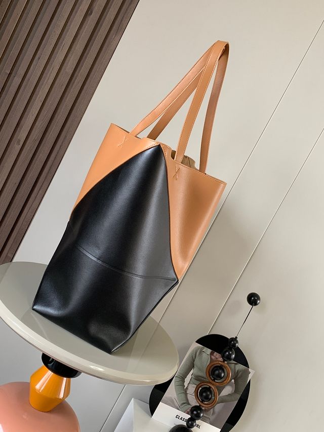 Loewe original calfskin large puzzle fold tote B933Q18 black&tan