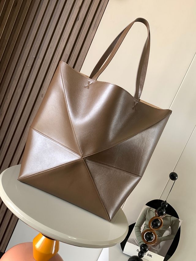 Loewe original calfskin large puzzle fold tote B933Q18 dark brown