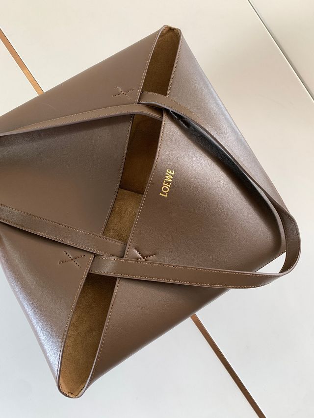 Loewe original calfskin large puzzle fold tote B933Q18 dark brown