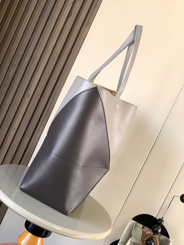 Loewe original calfskin large puzzle fold tote B933Q18 grey