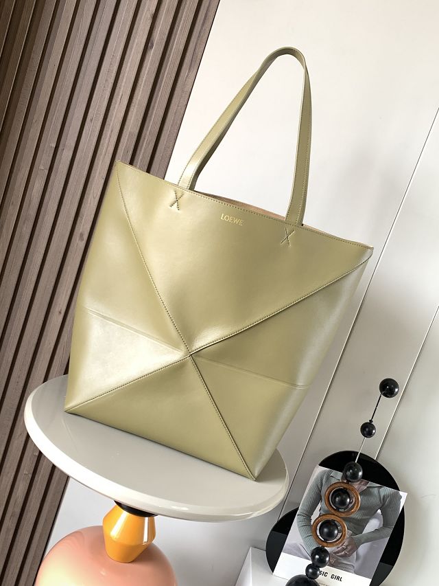 Loewe original calfskin large puzzle fold tote B933Q18 olive