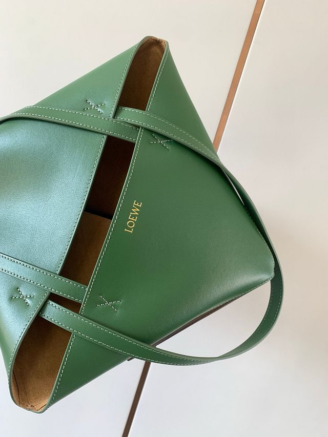 Loewe original calfskin medium puzzle fold tote A657G50 brown&green
