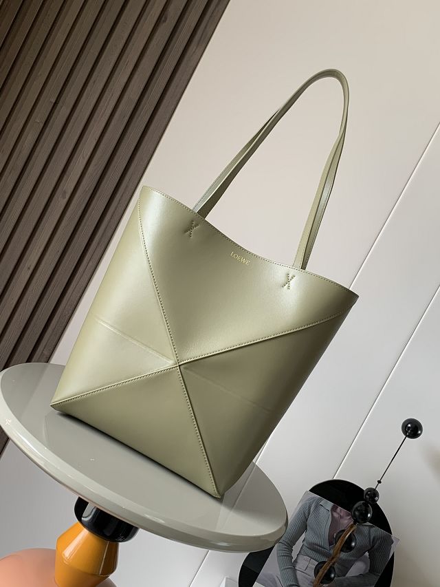 Loewe original calfskin medium puzzle fold tote A657G50 eucalyptus 