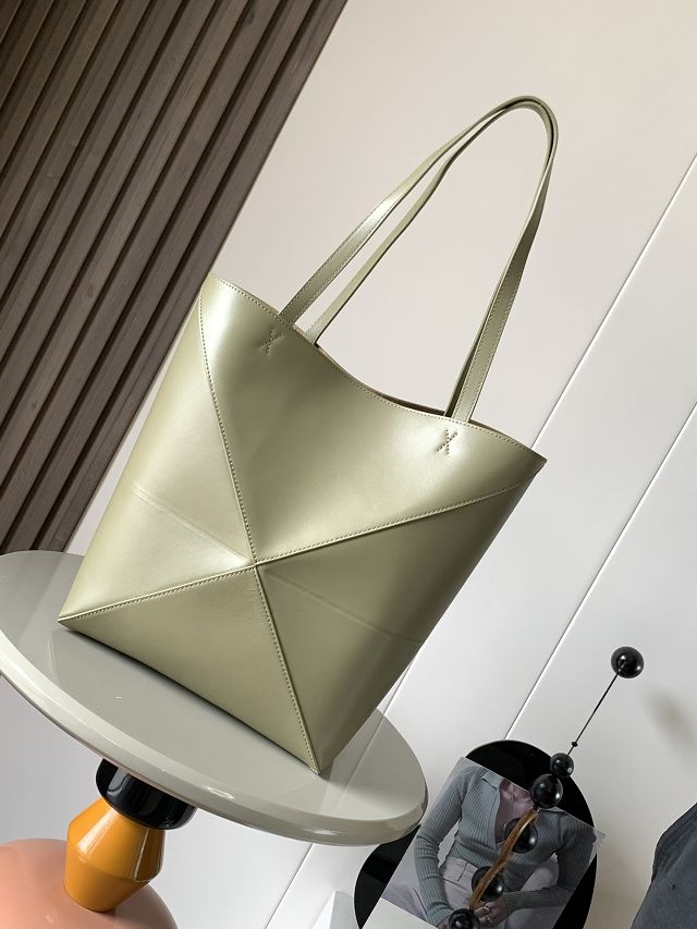 Loewe original calfskin medium puzzle fold tote A657G50 eucalyptus 