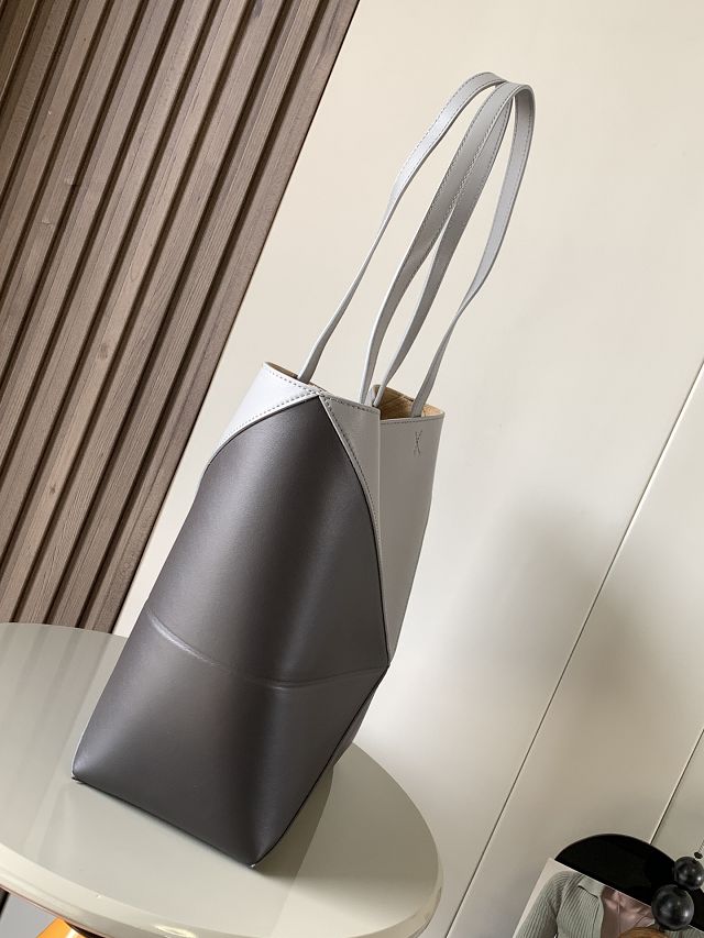 Loewe original calfskin medium puzzle fold tote A657G50 grey