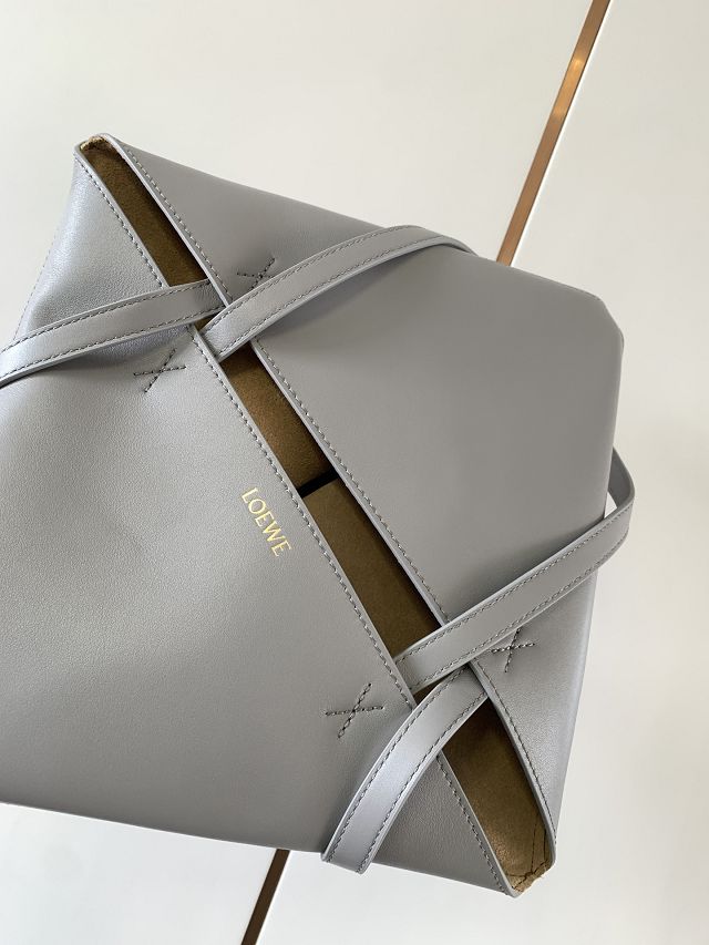 Loewe original calfskin medium puzzle fold tote A657G50 grey