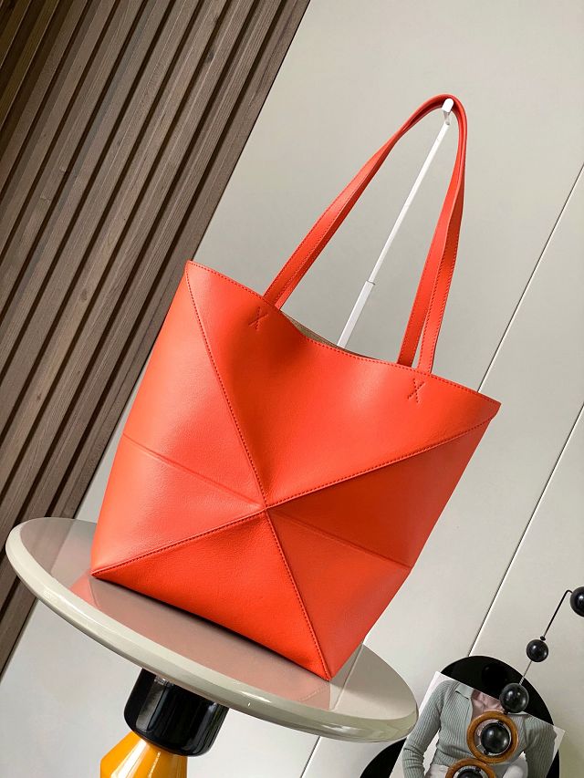 Loewe original calfskin medium puzzle fold tote A657G50 orange