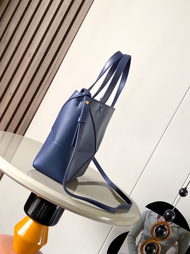 Loewe original calfskin mini puzzle fold tote A657V25 dark blue