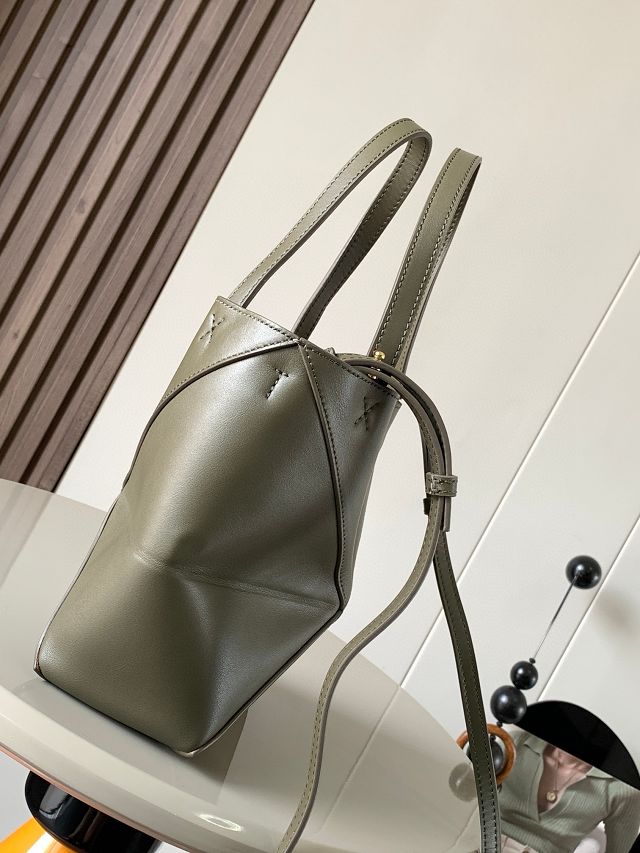 Loewe original calfskin mini puzzle fold tote A657V25 khaki