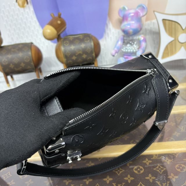Louis vuitton original monogram calfskin side trunk mm M14572 black