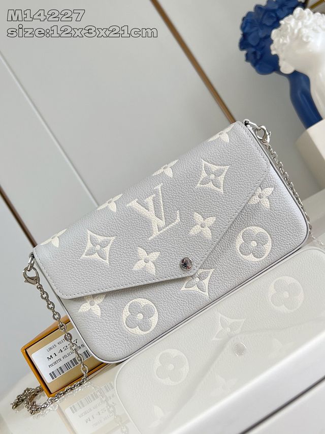 Louis vuitton original calfskin felicie pochette M82610 grey