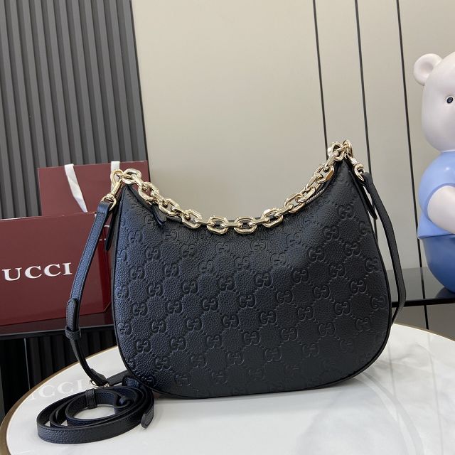 GG original calfskin emblem large shoulder bag 820453 black