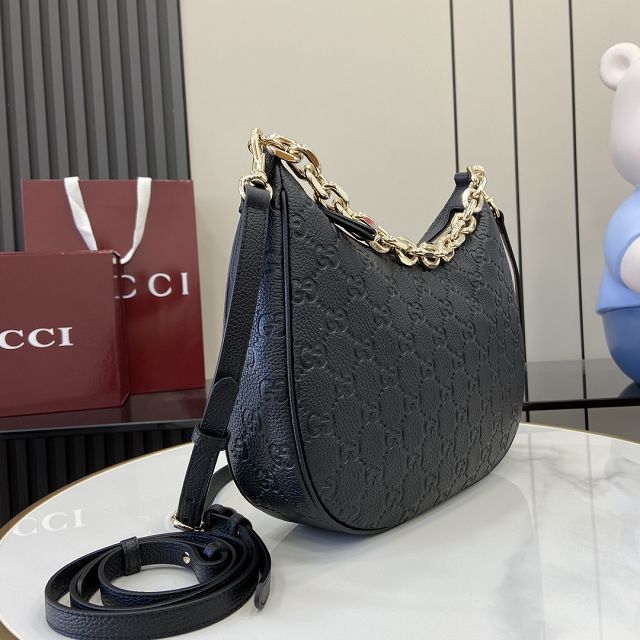 GG original calfskin emblem large shoulder bag 820453 black
